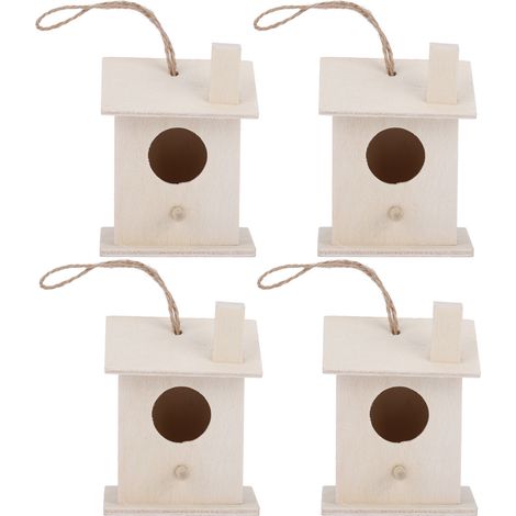 4pcs Innovant Ornement de nids d'oiseau en bois innovant pour décoration de jardin de jardin en plein air