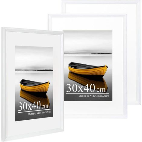 Cadre pblanc 30x40 cm avec support A4, Ensemble de 3, cadre pavec verre acrylique, Cadre 30x40 cm, Cadre pour affiche, cadre pour certificat, à fixer au mur (1/5)