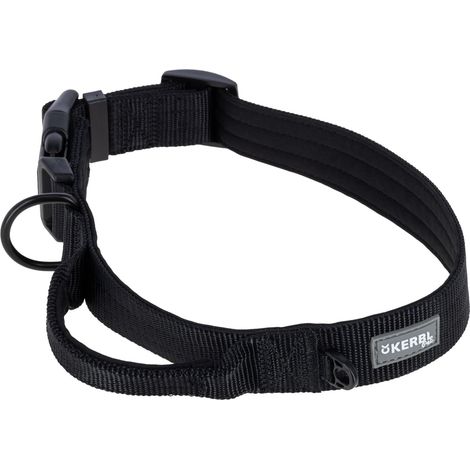 Collier Dallas, Noir, Largeur 32 mm, Tour de Cou 44-55 cm, Nylon, avec Anneau en D et œillet, Laisse Courte Incluse, réglable, pour Grands Chiens (1/2)