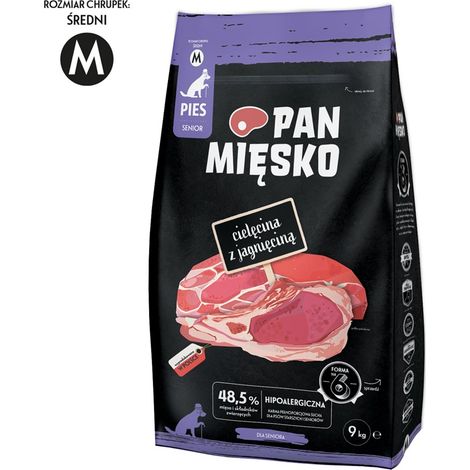 Pan Mięsko Cibo secco per cani al gusto vitello con agnello (senior) crocchette taglia M 9 kg
