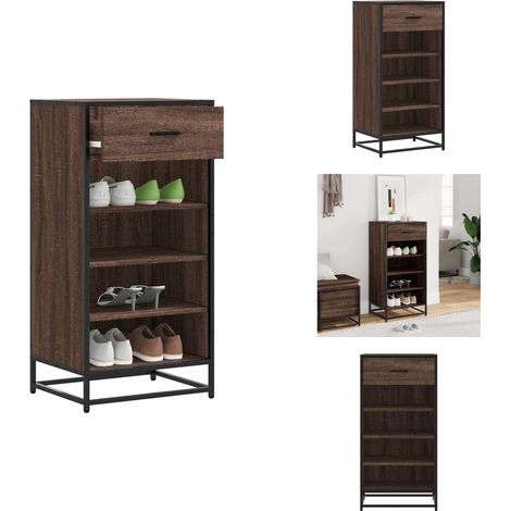 Schuhregal Braun Eichen-Optik 48x38x97,5 cm Holzwerkstoff - Schuhregal - Schuhregale - Schuhschrank - Schuhe Aufbewahrung (1/5)