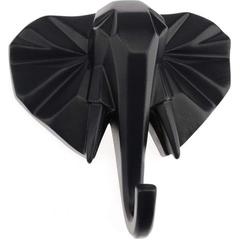 Résine Tête D'éléphant Animal Mur Monté Crochet Noir Bijoux Clé Écharpe Sac Cintre Robes Accueil Décoration Chambre Salon Vestiaire (1/4)