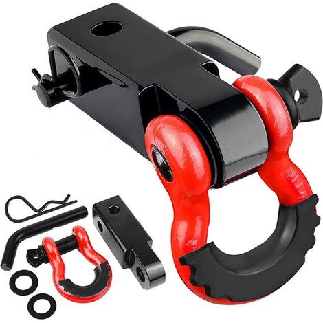 Attelage à anneau en acier haute résistance insonorisé PU D-Ring rouge pour secours tout-terrain (1/5)