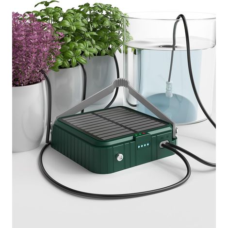 Système d'irrigation goutte à goutte solaire pour jardin, kit d'arrosage automatique pour plantes en pot, balcon, lit de plantes et serre, kit d'irrigation de jardin (vert) (1/5)