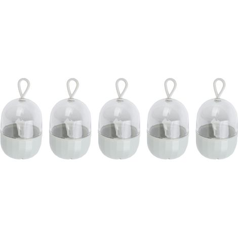 Étui de rangement pour éponges de maquillage, 5 pièces, boîte transparente anti-poussière, avec cordon de suspension, protecteur de beauty blender, organisateur cosmétique portable (1/5)