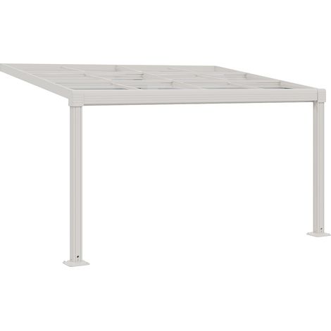Pergola addossata in alluminio con tetto scorrevole 12 m² Bianco - IZEDA