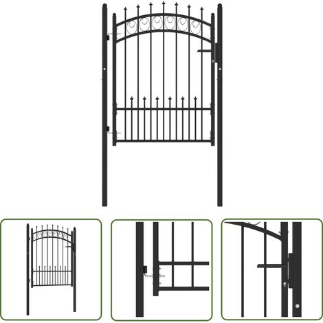 The Living Store Portail de clôture avec pointes Acier 100x125 cm Noir - Portail De Cloture - Portillon - Porte De Jardin - Clôture Acier - Portail Sécurisé (1/5)