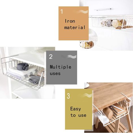 Lot de 2 étagères de salle de bain blanches à suspendre pour cuisine, garde-manger, bureau, étagère, placard, placard, (1/4)