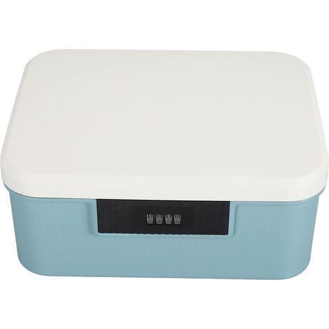 Boîte de rangement à code ABS 9L Bleu Ciel compartimenté sécurisé pour documents et objets personnels importants (1/4)