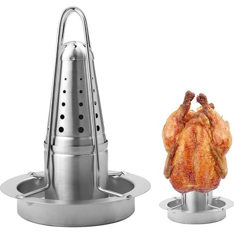 Support à poulet pour barbecue en acier inoxydable, multifonctionnel et portable, pour une utilisation intérieure et extérieure. (1/5)