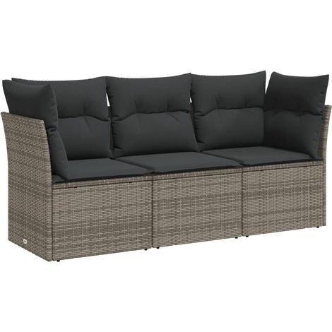 Maison Exclusive - 3-tlg. Garten-Sofagarnitur mit Kissen Grau Pol