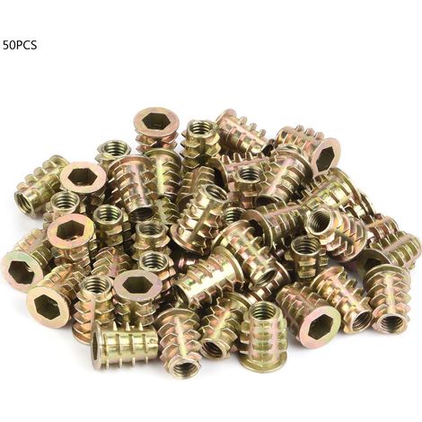 50Pcs M6 Zinc Alloy Inside Hex Socket Insert Nuts for Wood Furniture (M615)