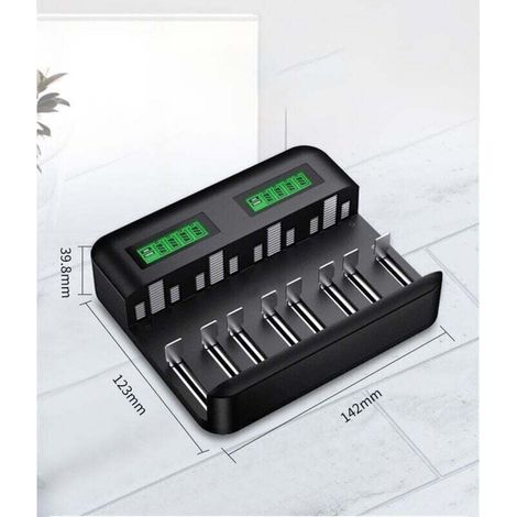 Chargeur de Piles Universel LCD, Chargeur de Piles Rechargeables pour AA/HR6, AAA/HR3, C/HR14, D/HR20 Ni-MH NiCD avec Entre Type C Micro USB, Chargeur 9008 avec Technologie Dtection de Piles (1/5)