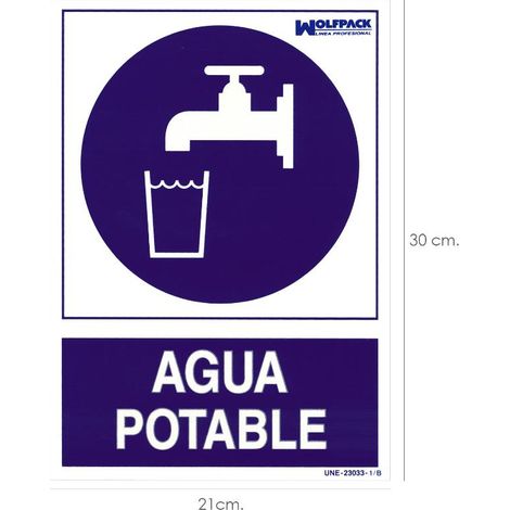 Cartel Agua Potable 30x21cm.