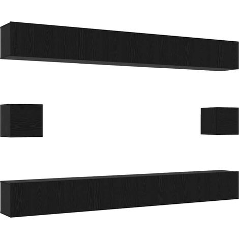 Ensemble meuble TV Banc TV Armoire TV 8 pcs Chêne noir Bois d'ingénierie (1/5)