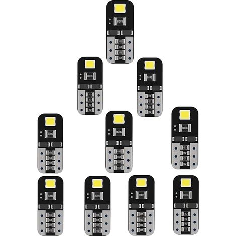 10 Ampoules LED T10 W5W 12V Blanc pour Eclairage Intérieur Voiture (1/5)