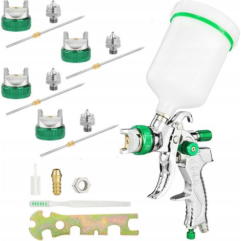 Pistola per verniciatura HVLP argento con 4 ugelli (1.4 + 1.7 + 2.0 + 2.5)