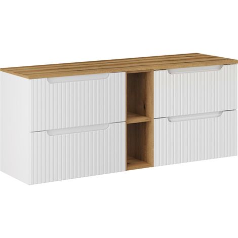 Mobile bagno senza lavabo Riva bianco e marrone 140cm (1/4)