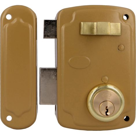AMIG Serrure en applique et verrous 75U 76 x 120 mm Acier Émaillé or - Gauche (1/5)
