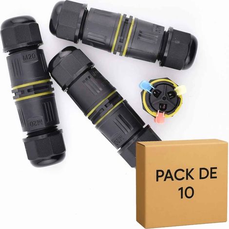 10 Connecteurs rapides étanches IP68 à levier 3 circuits - P20-3P - bague câble 9-12 mm