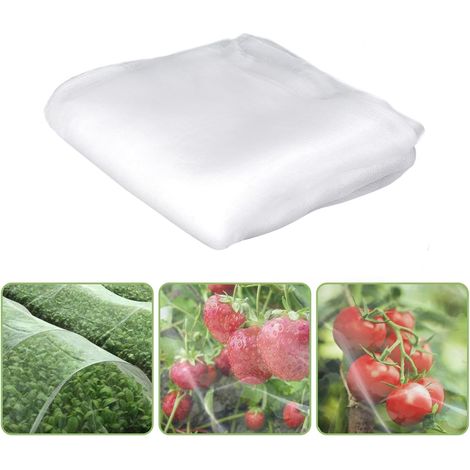 Filet Anti-Insectes - 1 Pièce - Polyéthylène - Maille Fine Protectrice - Jardin Potager Serre - 3m x 4m Blanc (1/5)