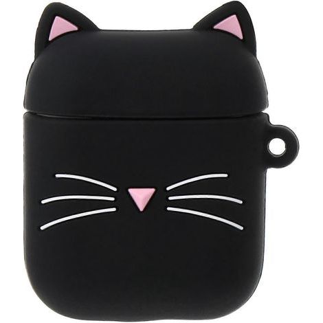 Verschleißfeste Silikon-Schutzhülle für AirPods (Design zufällig) – 6,7 x 4,7 cm – Schwarz (1/4)