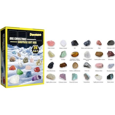 Calendrier de l'Avent de Noël 2024, Calendrier de l'Avent, Coffret cadeau Collection Minéraux, Calendrier de l'Avent pour enfants, Kit compte à rebours de Noël (1/4)