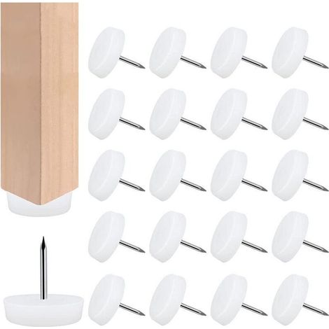 50x patins chaise plastique, Ø20 mm pour protection sol, glisseurs meubles bois et tapis (1/5)
