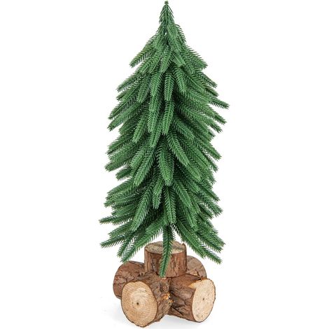 COSTWAY Albero di Natale da Tavolo da 40 cm, Mini Albero di Natale Artificiale con 200 Punte e Base in Legno Massello, Mini Albero di Natale da Tavolo per Casa, Ufficio e Negozio (1/5)