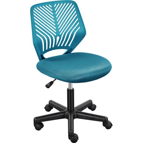 Yaheetech Sedia Ufficio Scrivania Girevole a Rotelle Ergonomica Portata 136 kg Senza Braccioli in Rete Traspirante Altezza Regolabile Turchese (1/5)