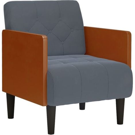 Fauteuil, accoudoirs gris foncé, 55 cm, tissu velours. (1/5)