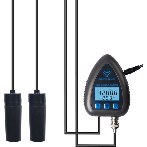 Analyseur d'eau 9953W Bluetooth Mini 5 en 1 PH/EC/Sel/Densité/Température Écran Numérique Contrôle APP Alarme Piscine Aquarium Hydroponie Laboratoire (1/5)
