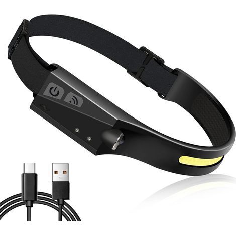 Headlamp, 5 Mode COB XPE Waterproof Motion LED USB Rechargeable Headlamp with Sensitive Sensor, Powerful Headlamp for Running, Camping, Cycling, Hiking, Fishing (1/5)