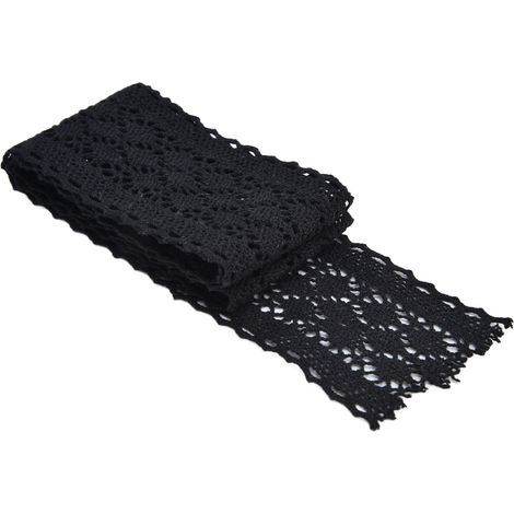 10 Yards (ca. 9,1 m) Spitzenband, exquisites Muster, umweltfreundlich, strapazierfähig, hautfreundlich, weißes Spitzenband für Hochzeitsfeiern, schwarz (1/5)