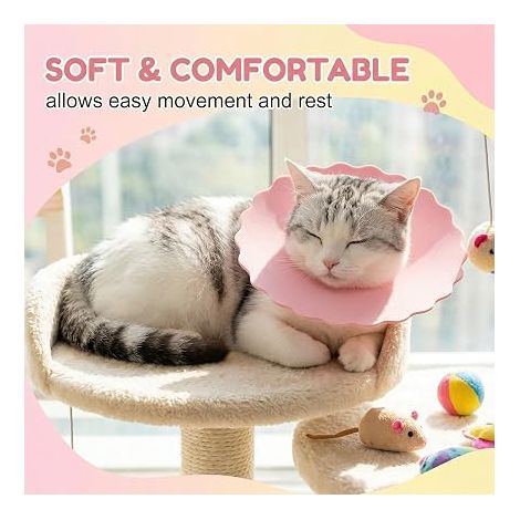 Colerette Chat Anti Lechage Grattage,Collerette Collier Morsure De Protection, Colliers Pour Animaux Compagnie Anti-Lick Chats Chiots (Rose et Jaune) (1/2)