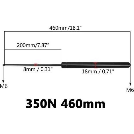1 pieza 350N 460mm Amortiguador de resorte de soporte de elevación de gatos de gas para coche, modelo universal (1/5)