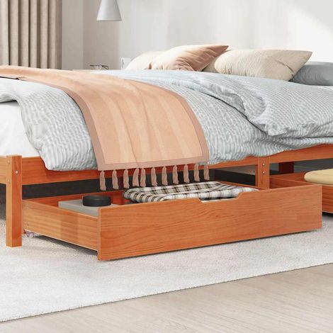 Tiroirs sous le lit 2 pcs brun cire 90x55x17 cm pin massif (1/5)