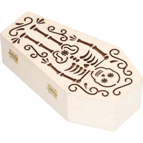 Boîte Cercueil en Bois Brut DIY 2 Pièces pour Funérailles Animal, Déco Fête Halloween Squelette Crâne, Petit Coffret Artisanal (1/5)