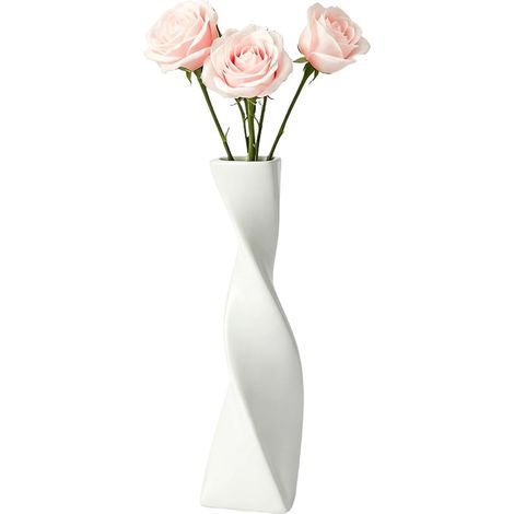 Vase à bourgeons en céramique de 18,5 cm de haut - Style torsadé - Vase à tige unique - Col étroit - Petit vase décoratif pour table de table - Pour la maison, le bureau, le salon (1/5)