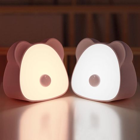 Rechargeable Kids Night Light, 2 Pieces Touch Bedside Bear Lamp, Nomadic Night Light for Baby Nursing, Portable LED Night Light for Boys Bedroom, Travel Night Light, Maternity Gift