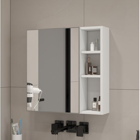 mobile contenitore specchiato pensile bagno bianco HAVRYA (1/5)