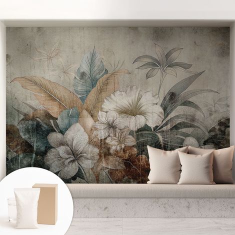 Tapete Vliestapete mit Kleber - abwaschbar - Tapete mit Motiv - trendige Wanddeko - elegant Fototapete Blumenträumerei 208x146 cm (1/5)