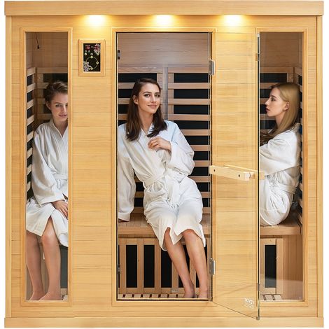 Bois de pruche sauna infrarouge 3-4 places, cabine domestique 2580 W avec Bluetooth et chromothérapie (1/5)