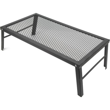 Grille de cuisson pliable pour feu de camp, robuste et étanche, en fer, pour barbecue en plein air. (1/5)