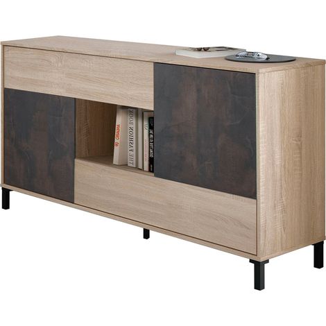 Induso - Commode Buffet 2 Portes + 2 Tiroirs Au Style Industriel