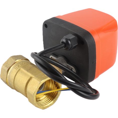 Vanne à billes électrique 2 voies 2 fils fermée au repos laiton DN25 universelle 1 pouce 12-24V DC IP54 moteur 8N.M (1/5)