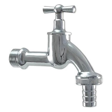 Auslaufventil (Wasserhahn) 1/2'' - verchromt, mit Schlauchverschraubung 3/4'' - Knebeloberteil