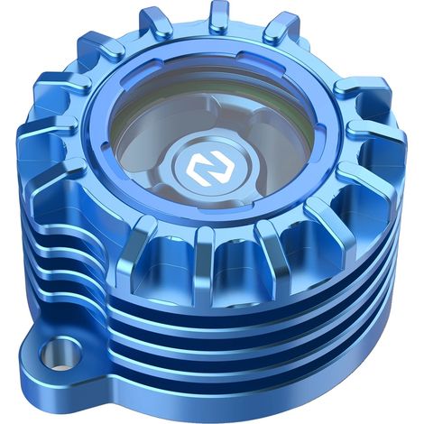 Tapa del filtro de aceite del motor, diseño transparente, disipación de calor mejorada, azul. (1/2)