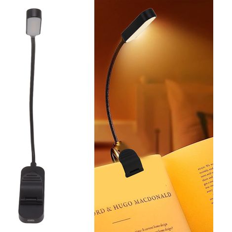Lampe de lecture avec 3 températures de couleur, intensité lumineuse réglable en continu, tube flexible rond, lampe à pince rechargeable par USB (1/5)