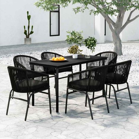 vidaXL Juego de comedor para jardín 7 piezas negro (1/2)
